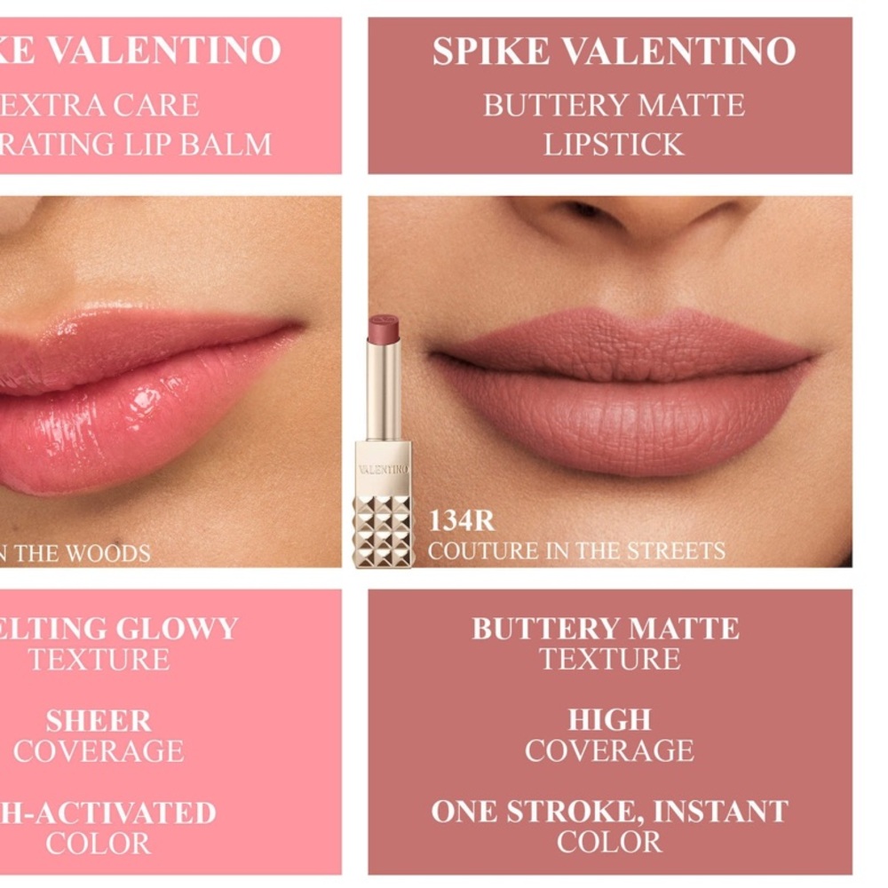 Valentino Rosy Nude Matte Lipstick: Spike Valentino #134R Couture In The Streets - Picture 11 of 12
